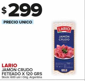 Carrefour Maxi Jamón crudo feteado lario 120g oferta