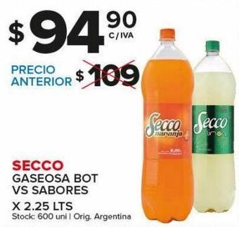 Carrefour Maxi Gaseosa secco x 2.25 lt oferta