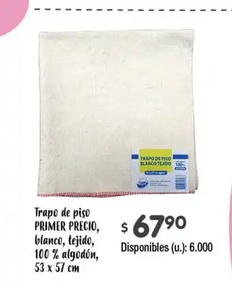 Cooperativa Obrera Trapo de piso Primer Precio blanco, tejido 53x57cm oferta