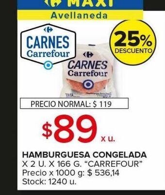 Carrefour Maxi Hamburguesa congelada oferta