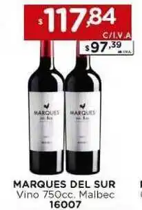 Hipermay Marques Del Sur Vino 750cc. Malbec oferta