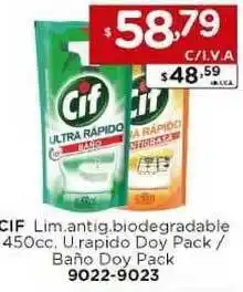 Hipermay Cif Lim.Antig.Biodegradable 450cc. U.Rapido Doy Pack - Baño Doy Pack oferta