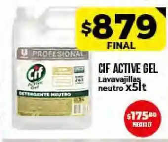 Supermayorista Vital Cif Active Gel Lavavaijllas Neutro x 5lt oferta