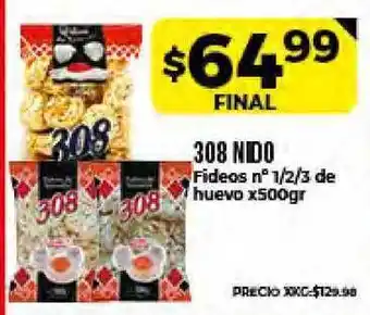 Supermayorista Vital 308 Nido Fideos N° 1-2-3 De Huevo x 500gr oferta