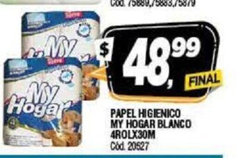 Supermercados Yaguar Papel Higienico My Hogar Blanco 4Rolx30m oferta