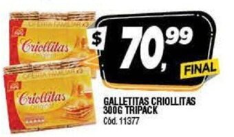 Supermercados Yaguar Galletitas Criollitas 300g Tripack oferta
