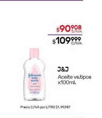 Nini Mayorista J&j Aceite x 100ml oferta