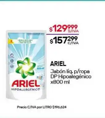 Nini Mayorista Ariel Jabón Líq. P-ropa Dp Hipoalegénico x 800ml oferta