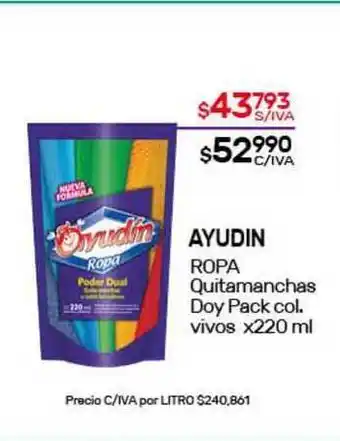 Nini Mayorista Ayudin Ropa Quitamanchas Doy Pack Col. vivos x 220ml oferta