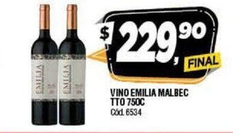 Supermercados Yaguar Vino Emilia Malbec TTO 750c oferta