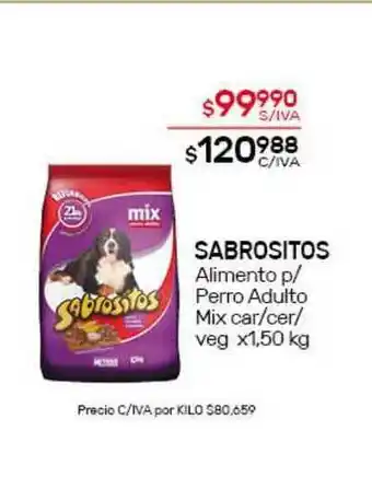 Nini Mayorista Sabrositos Alimento P- Perro Adulto Mix Car-cer- Veg x 1.50kg oferta