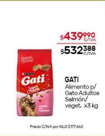 Nini Mayorista Gati Alimento P- Gato Adultos Salmón - Veget. x 3kg oferta