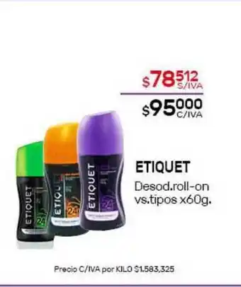 Nini Mayorista Etiquet Desod. Roll-on Vs. Tipos x 60g oferta