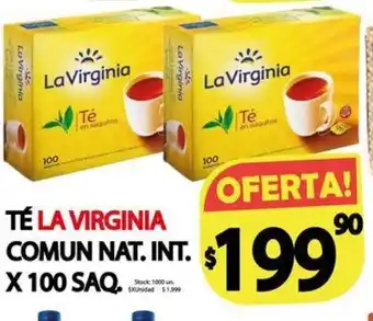 Supermercados Mariano Max Té La Virginia Comun Nat. Int. x 100 Saq. oferta