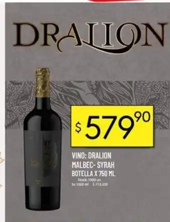Supermercados Mariano Max Vino Dralion Malbec-Syrah Botella x 750 ml oferta