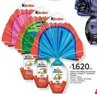Carrefour Kinder Huevo chocolate con sorpresa Clásico/ Jungle 7 / Seaworld 150g oferta