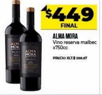 Supermayorista Vital Alma Mora Vino Reserva Malbec x 750cc oferta