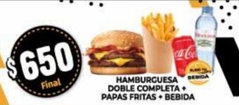 Supermayorista Vital Hamburguesa Doble Completa + Papas Fritas + Bebida oferta