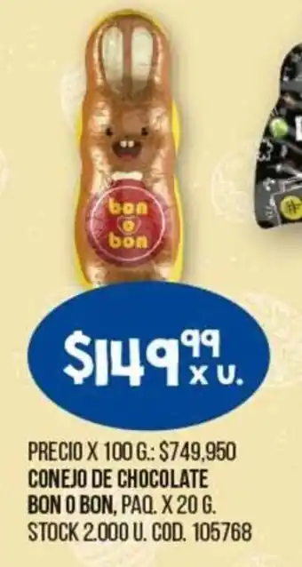Coto Bon O Bon Conejo de Chocolate Paq. x 20 g. oferta