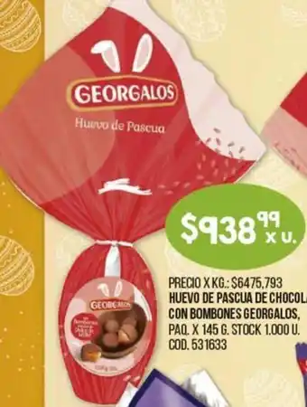 Coto Georgalos Huevo de Pascua de Chocolate Con Bombones Paq. x 145 g. oferta