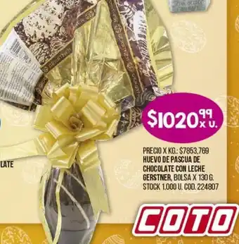 Coto Gerstner Huevo de Pascua de Chocolate Con Leche Bolsa x 130 g. oferta