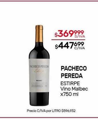 Nini Mayorista Pacheco Pereda Estirpe Vino Malbec oferta