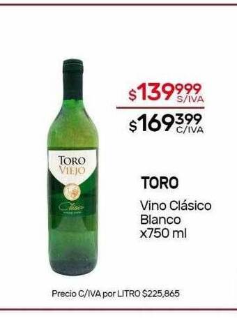 Nini Mayorista Toro Vino Clásico Blanco oferta