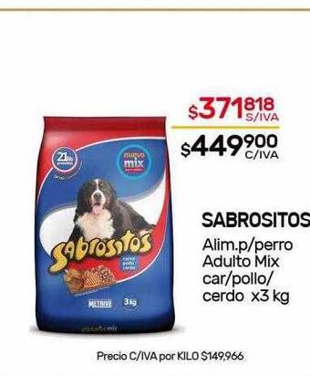 Nini Mayorista Sabrositos Alim P Perro Adulto Mix Car Pollo Cerdo oferta