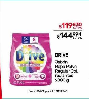 Nini Mayorista Drive Jabón Ropa Polvo Regular Col Radiantes oferta