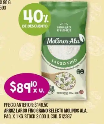 Coto Molinos Ala Arroz Largo Fino Grano Selecto Paq. x 1 kg oferta
