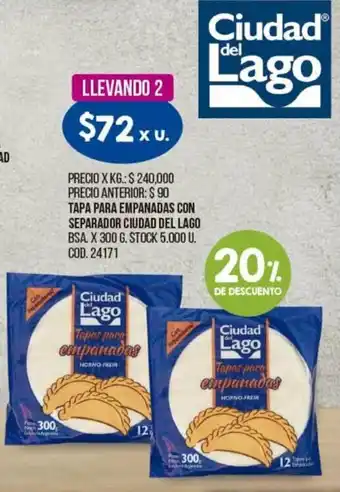 Coto Ciudad Del Lago Tapa Para Empanadas Con Separador Bsa. x 300 g. oferta
