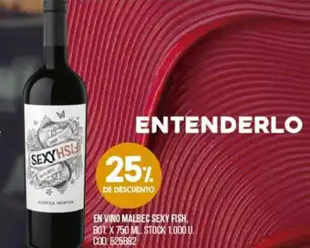 Coto 25% De Descuento En Vino Malbec Sexy Fish Bot. x 750 ml. oferta