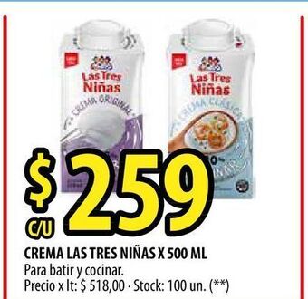 Punto Mayorista Crema de leche las tres niñas oferta