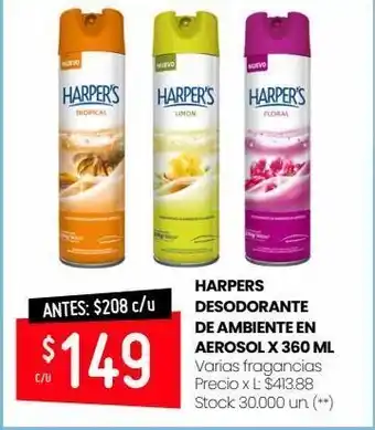 Changomas Harpers desodorante de ambiente en aerosol x 360 ml oferta