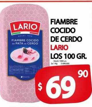 Supermercados Mariano Max Fiambre Cocido De Cerdo Lario oferta