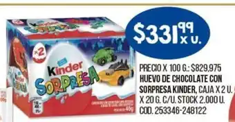Coto Sorpresa Kinder Huevo De Chocolate Con, Caja x 2 u. x 20g. oferta