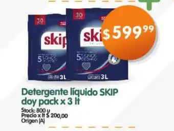 Supermercados Buenos Días Skip Detergente líquido doy pack x 3 lt. oferta
