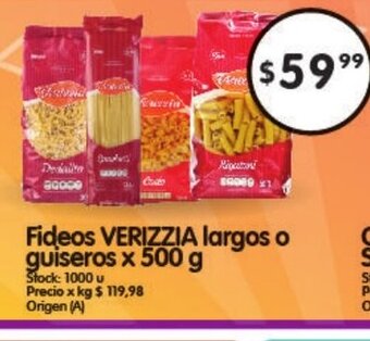 Supermercados Buenos Días Verizzia Fideos largos o guiseros x 500g oferta