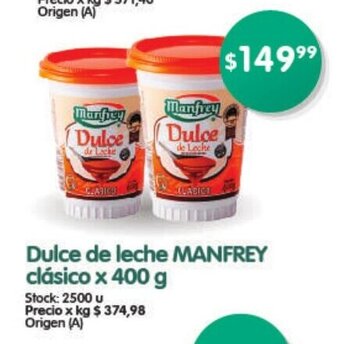 Supermercados Buenos Días Manfrey Dulce de leche clásico x 400g oferta