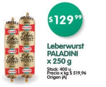 Supermercados Buenos Días Leberwurst Paladini x 250g oferta
