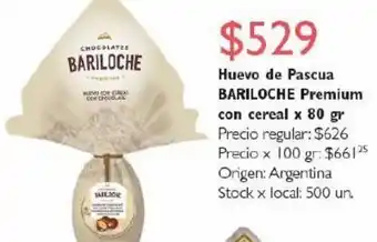 Jumbo Huevo de pascua bariloche premium con cereal x 80g oferta