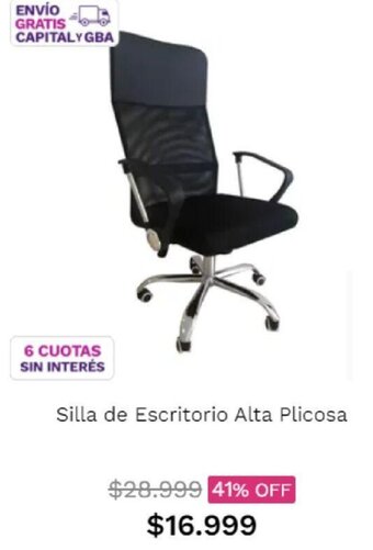 Frávega Silla de Escritorio Alta Plicosa oferta