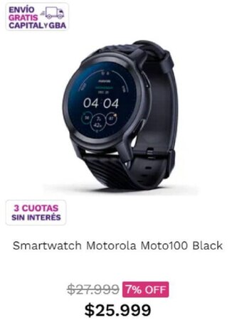 Frávega Smartwatch Motorola Moto100 Black oferta