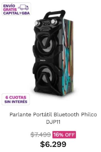 Frávega Parlante Portátil Bluetooth Philco DJP11 oferta