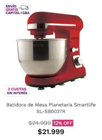 Frávega Batidora de Mesa Planetaria SmartLife SL-SB0037R oferta