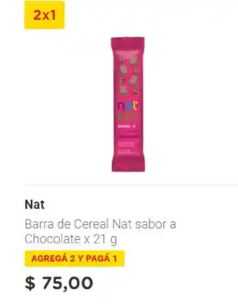 Farmacity Nat Barra de Cereal Nat Sabor a Chocolate x 21 g 2x1 oferta