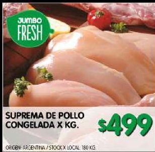 Jumbo Suprema de pollo congelada x kg oferta