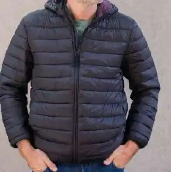 Jumbo Campera pluma c/capucha negro oferta