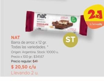 Farmacity Barra de arroz x 12 gr. oferta