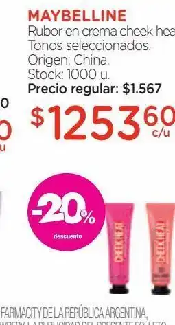 Farmacity Rubor en crema cheek heat. oferta